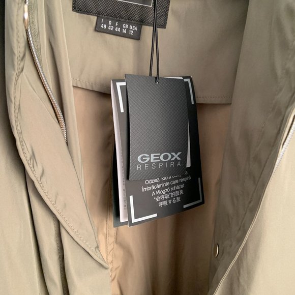 Geox Respira Parka Pisa Cape Jacket Deep Olive Green Size 12 - Picture 3 of 15
